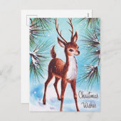 レトロヴィンテージクリスマストインデナーハガキ シーズンポストカード (正面/裏面)
