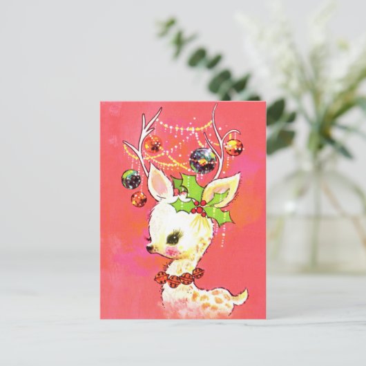 レトロヴィンテージクリスマストインデナーホリディポストカード シーズンポストカード (スタンド正面)