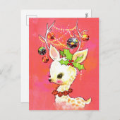 レトロヴィンテージクリスマストインデナーホリディポストカード シーズンポストカード (正面/裏面)