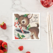 レトロヴィンテージクリスマストインデナーホリデーパーティー スタンダードカクテルナプキン (インサイチュ)