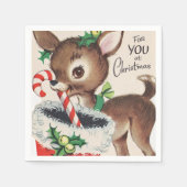 レトロヴィンテージクリスマストインデナーホリデーパーティー スタンダードカクテルナプキン (正面)