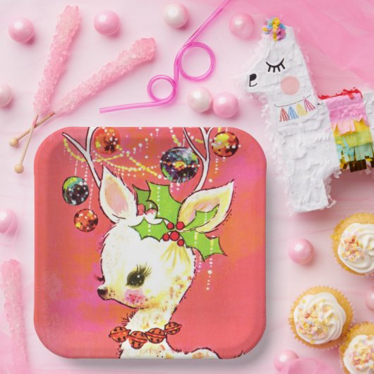 レトロヴィンテージクリスマストインデナーホリデーパーティー ペーパープレート (パーティー)