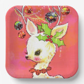 レトロヴィンテージクリスマストインデナーホリデーパーティー ペーパープレート (正面)