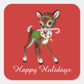 レトロヴィンテージクリスマストインデナーメッセージの追加 スクエアシール (正面)