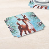 レトロヴィンテージクリスマストインデナー ペーパーコースター (アングル)