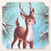 レトロヴィンテージクリスマストインデナー ペーパーコースター (正面)