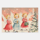 レトロヴィンテージクリスマストトリオスタイルE ラッピングペーパーシート (正面3)