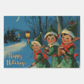 レトロヴィンテージクリスマストトリオスタイルT ラッピングペーパーシート (正面3)