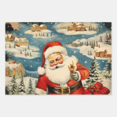 レトロヴィンテージクリスマストリオスタイルD ラッピングペーパーシート (正面3)