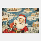 レトロヴィンテージクリスマストリオスタイルD ラッピングペーパーシート (正面)