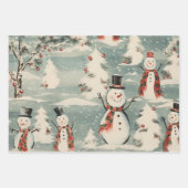 レトロヴィンテージクリスマストリオスタイルF ラッピングペーパーシート (正面3)