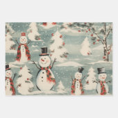 レトロヴィンテージクリスマストリオスタイルF ラッピングペーパーシート (正面)