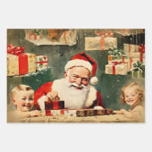 レトロヴィンテージクリスマストリオスタイルH ラッピングペーパーシート (正面3)