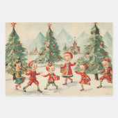 レトロヴィンテージクリスマストリオスタイルH ラッピングペーパーシート (正面)