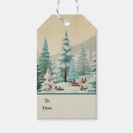 レトロヴィンテージクリスマストリオスタイルJ ギフトタグ (正面)