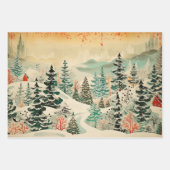 レトロヴィンテージクリスマストリオスタイルJ ラッピングペーパーシート (正面)