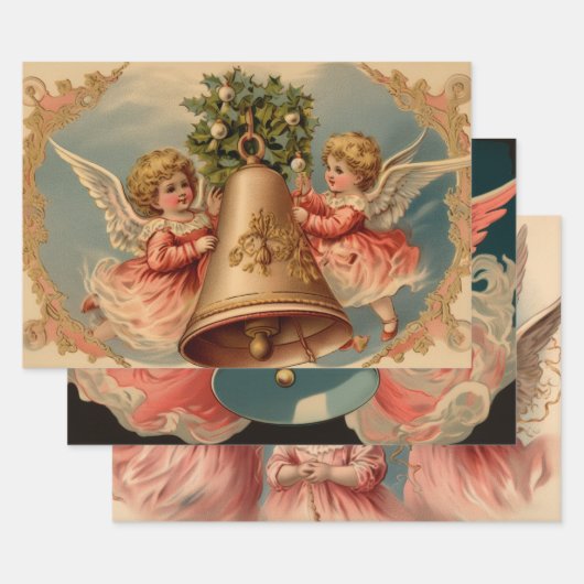 レトロヴィンテージクリスマストリオスタイルK ラッピングペーパーシート (セット)