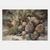 レトロヴィンテージクリスマストリオスタイルN ラッピングペーパーシート (正面3)