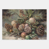 レトロヴィンテージクリスマストリオスタイルN ラッピングペーパーシート (正面2)