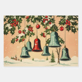 レトロヴィンテージクリスマストリオスタイルO ラッピングペーパーシート (正面3)