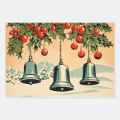 レトロヴィンテージクリスマストリオスタイルO ラッピングペーパーシート (正面2)