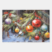 レトロヴィンテージクリスマストリオスタイルP ラッピングペーパーシート (正面)