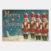 レトロヴィンテージクリスマストリオスタイルS ラッピングペーパーシート (正面2)