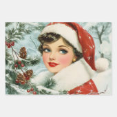 レトロヴィンテージクリスマストリオスタイルU ラッピングペーパーシート (正面)