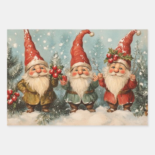 レトロヴィンテージクリスマストリオスタイルV ラッピングペーパーシート (正面3)