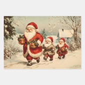 レトロヴィンテージクリスマストリオスタイルV ラッピングペーパーシート (正面)