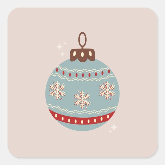 レトロヴィンテージクリスマスバウブル スクエアシール (正面)