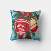 レトロヴィンテージクリスマスバルブスホリデイ クッション (正面)