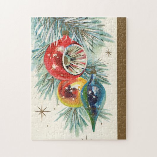 レトロヴィンテージクリスマスバルブスホリデイ ジグソーパズル (縦)