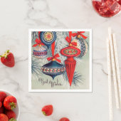 レトロヴィンテージクリスマスバルブスホリデイ スタンダードカクテルナプキン (インサイチュ)