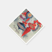 レトロヴィンテージクリスマスバルブスホリデイ スタンダードカクテルナプキン (角)