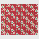 レトロヴィンテージクリスマスバルブパターンパーティーラップ ラッピングペーパー (フラット)