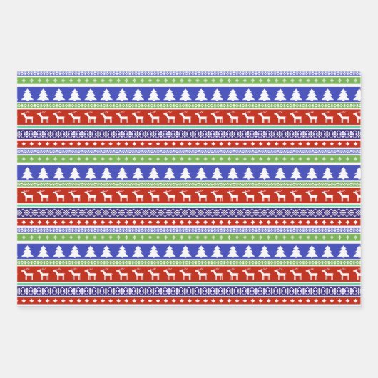 レトロヴィンテージクリスマスパターン ラッピングペーパーシート (正面)
