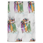 レトロヴィンテージクリスマスパーティーレディース ミディアムペーパーバッグ (裏面)