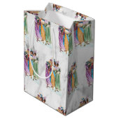 レトロヴィンテージクリスマスパーティーレディース ミディアムペーパーバッグ (裏面アングル)