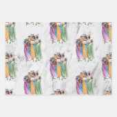 レトロヴィンテージクリスマスパーティーレディース ラッピングペーパーシート (正面3)