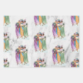 レトロヴィンテージクリスマスパーティーレディース ラッピングペーパーシート (正面2)