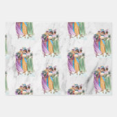 レトロヴィンテージクリスマスパーティーレディース ラッピングペーパーシート (正面)