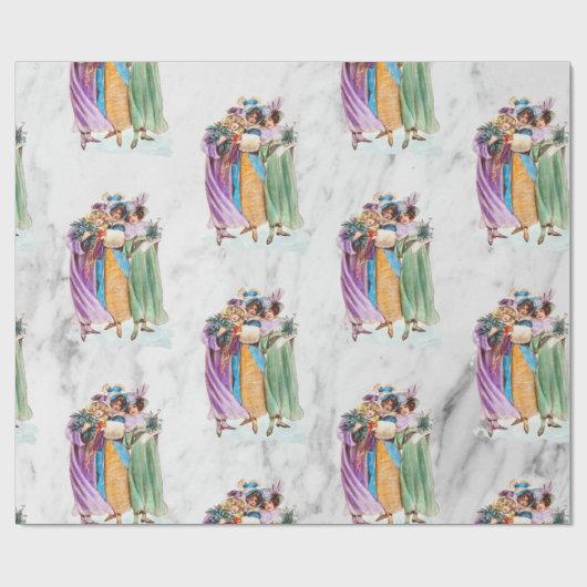 レトロヴィンテージクリスマスパーティーレディース ラッピングペーパー (フラット)