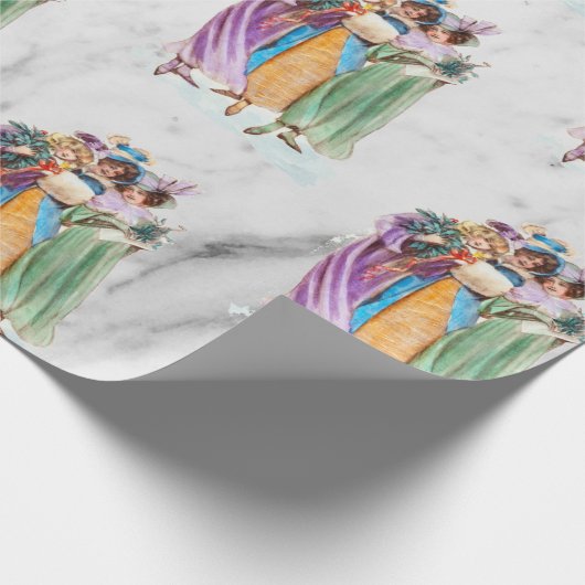 レトロヴィンテージクリスマスパーティーレディース ラッピングペーパー (角)