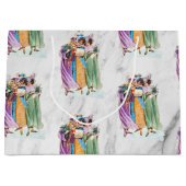 レトロヴィンテージクリスマスパーティーレディース ラージペーパーバッグ (正面)