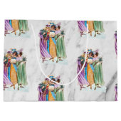 レトロヴィンテージクリスマスパーティーレディース ラージペーパーバッグ (裏面)