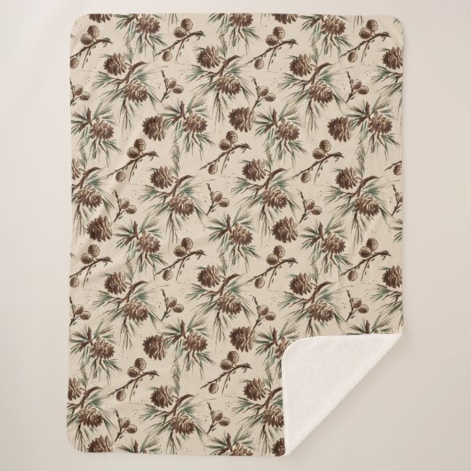 レトロヴィンテージクリスマスピネコン シェルパブランケット (正面)