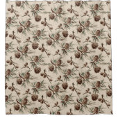 レトロヴィンテージクリスマスピネコン シャワーカーテン (正面)