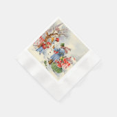 レトロヴィンテージクリスマスファミリーホリデイ 縁ありカクテルナプキン (角)