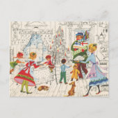 レトロヴィンテージクリスマスファミリー シーズンポストカード (正面)